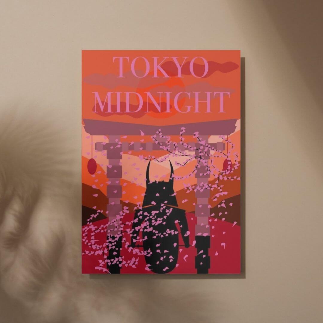 Plakater hængende på vægge.