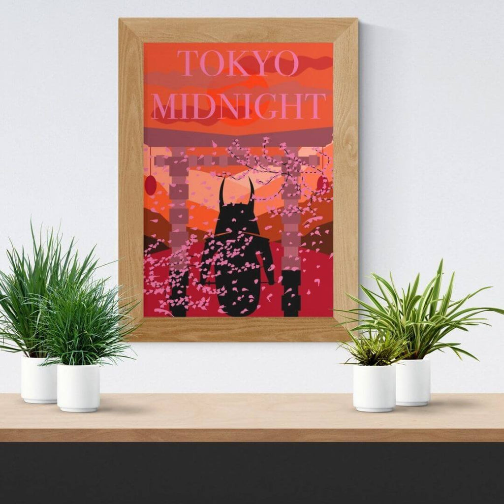 Plakater hængende på vægge.