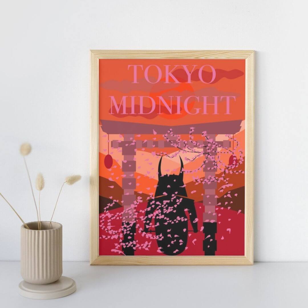 Plakater hængende på vægge.