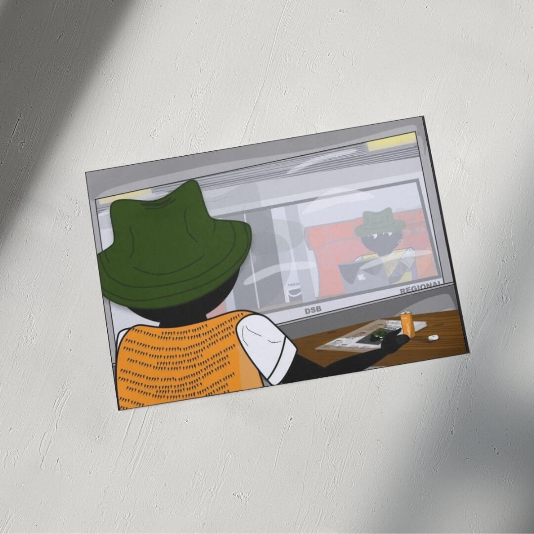 Plakater hængende på vægge.