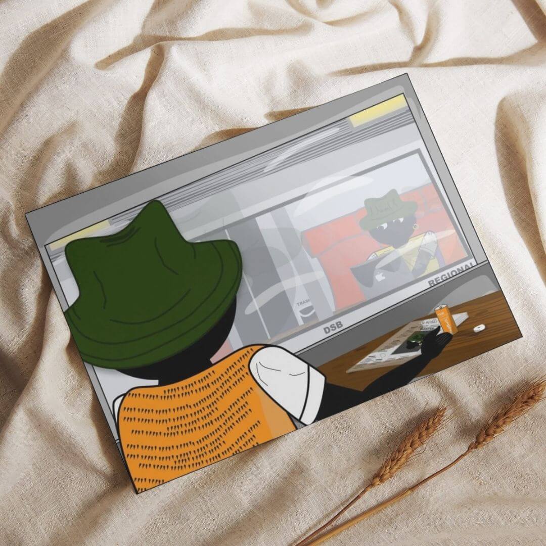 Plakater hængende på vægge.