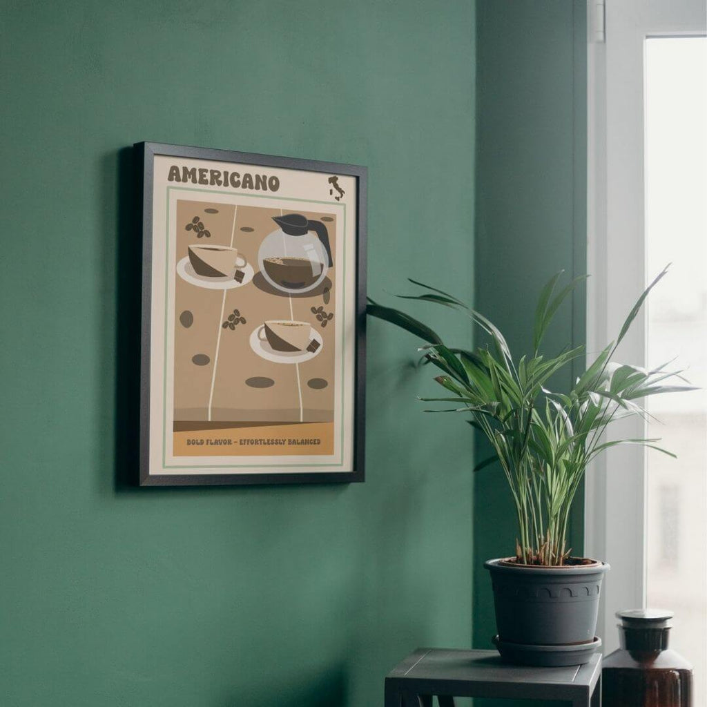 Plakater hængende på vægge.