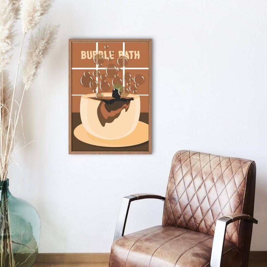 Plakater hængende på vægge.